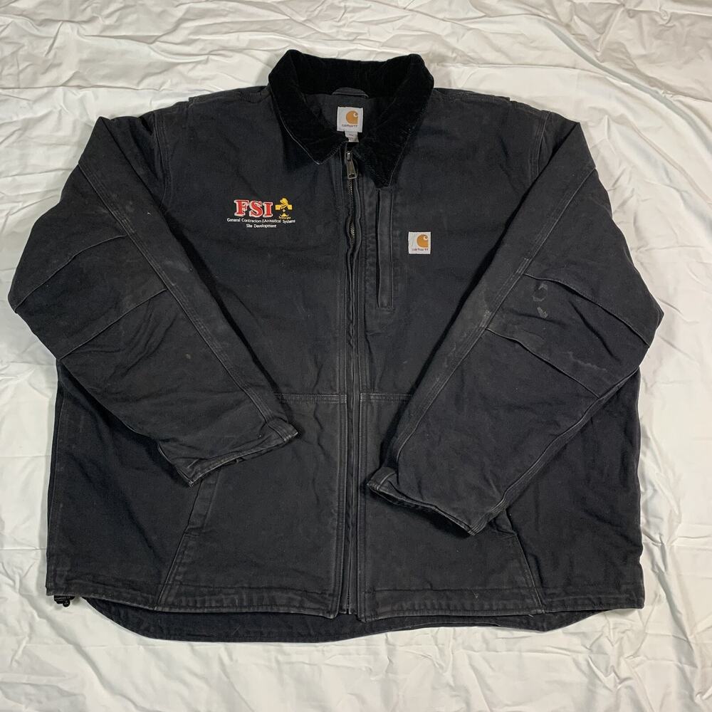 Carhartt Detroit Jacket Mens 3XL FSI Fleece Lined General Contractor Black